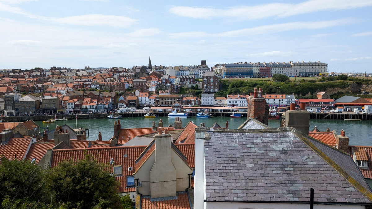 The view of Whitby from its eastern cliffs
