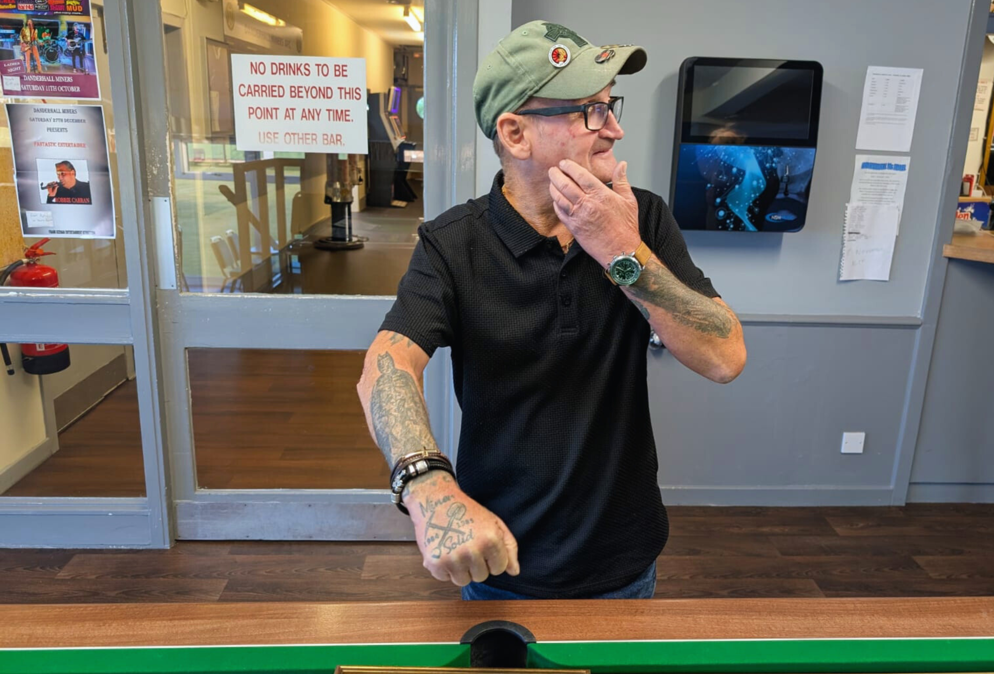 Tam Bennett, inside the Danderhall Miners’ Club (Dispatch)