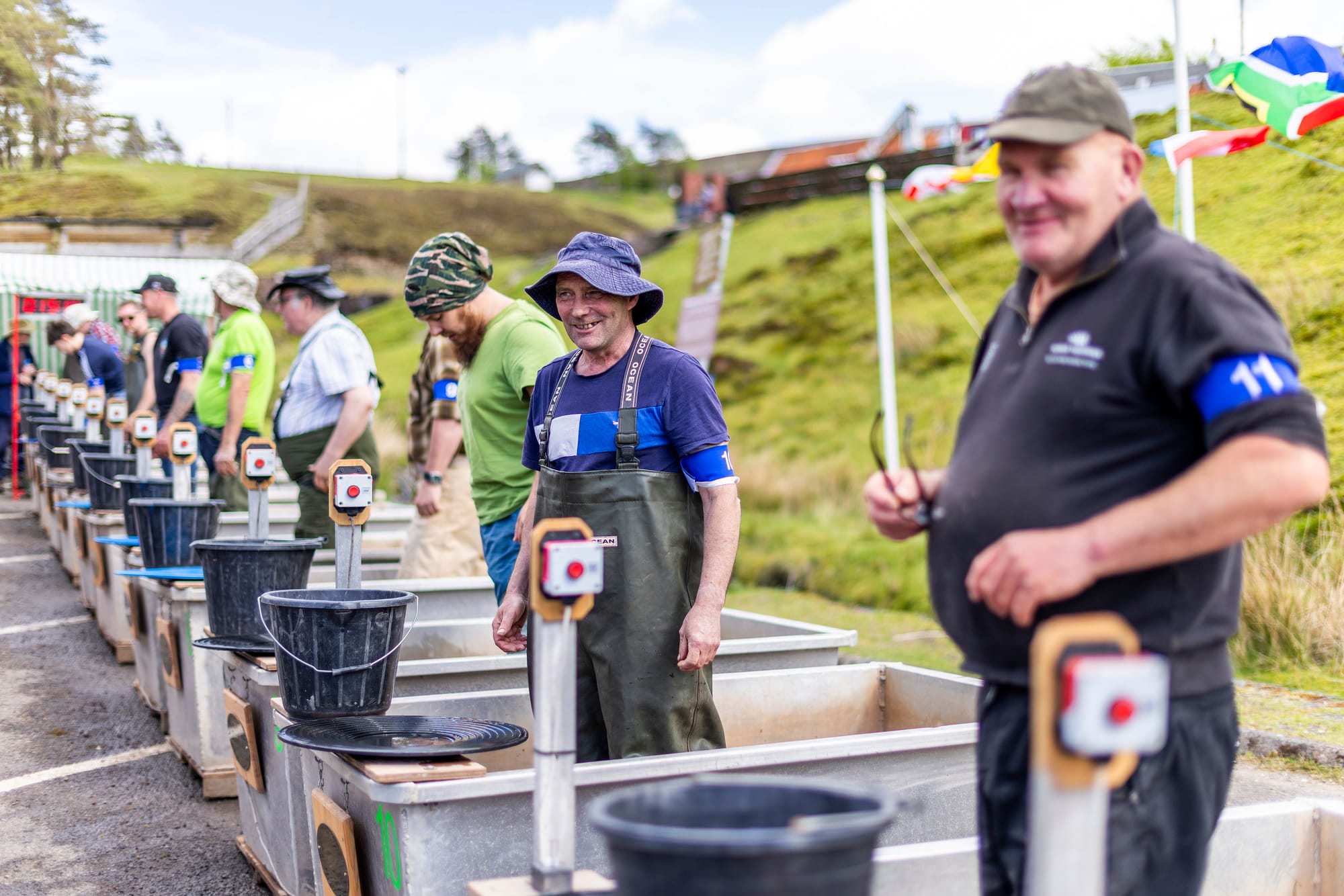 Competitors line up at the Scottish and British Gold Panning Championships (Jamie Williamson)